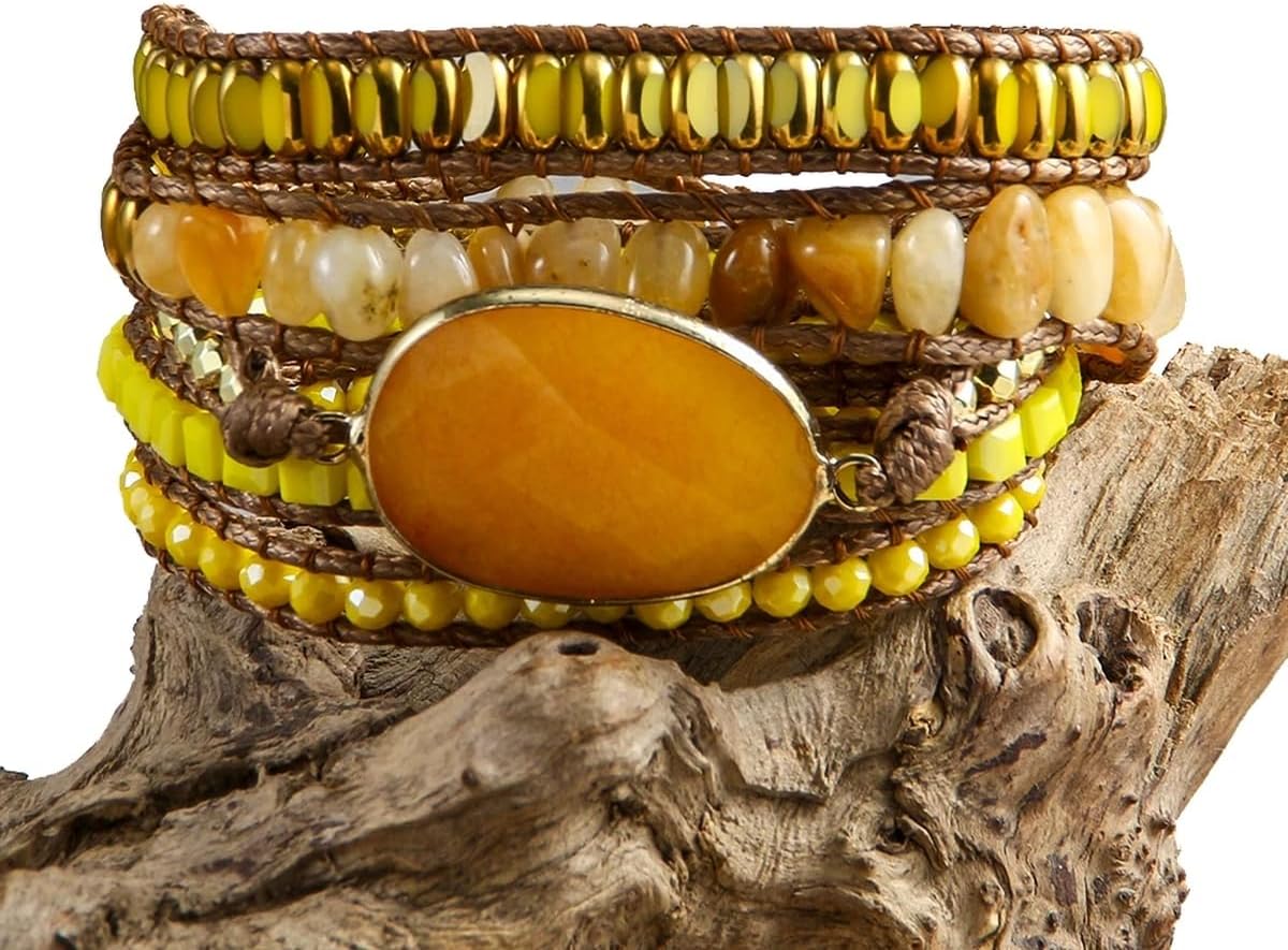 New 2026 New For Fashion Bohemian Red/Yellow/Blue Natural Stone Women Wrap Bracelet Trendy Jewelry Fashion Festival