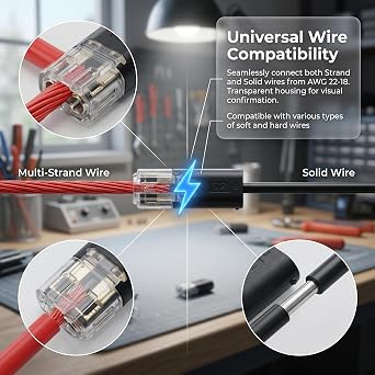 100PCS 2 Pin Double Wire Plug in Connector, Low Voltage Wire Connector with Locking Buckle, Quick Splice Wire Connectors for Automotive & Home Wiring