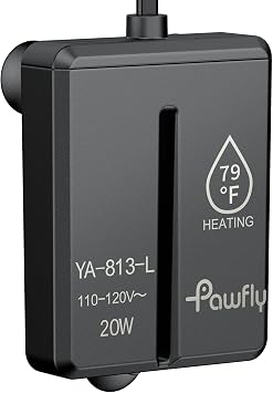 Pawfly 20 W Mini Submersible Aquarium Heater, 1.5-3 Gallon Fish Tanks Heater Betta Heater with Thermostat, Submersible Fishs Tank Heater, Small Aquarium Heaters for Saltwater and Freshwater