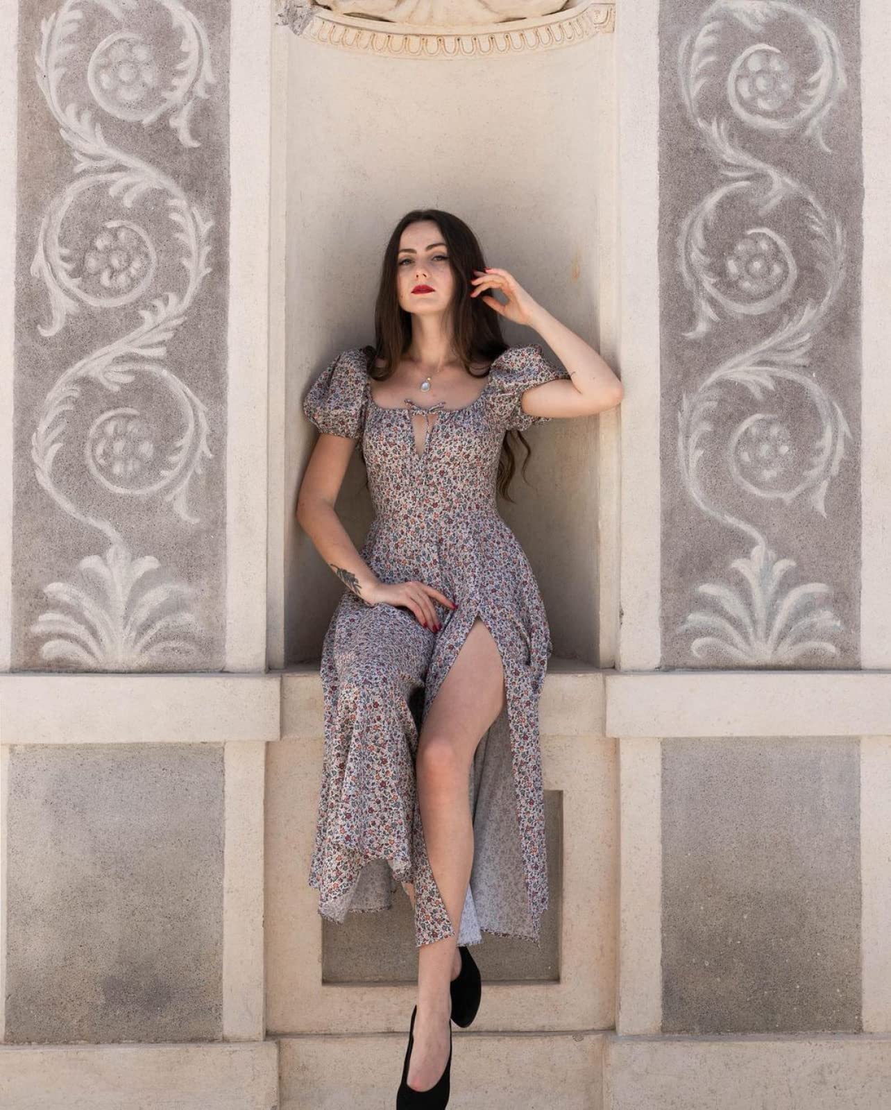 Amazon.com: Women's Floral Summer Dress, Puff Sleeve Floral, Lace-Up Slit Long Skirt, Grey, XS,Maxi Dresses for Women : Clothing, Shoes & Jewelry Amazon.com: Women's Floral Summer Dress, Puff Sleeve Floral, Lace-Up Slit Long Skirt, Grey, XS,Maxi Dresses for Women : Clothing, Shoes & Jewelry