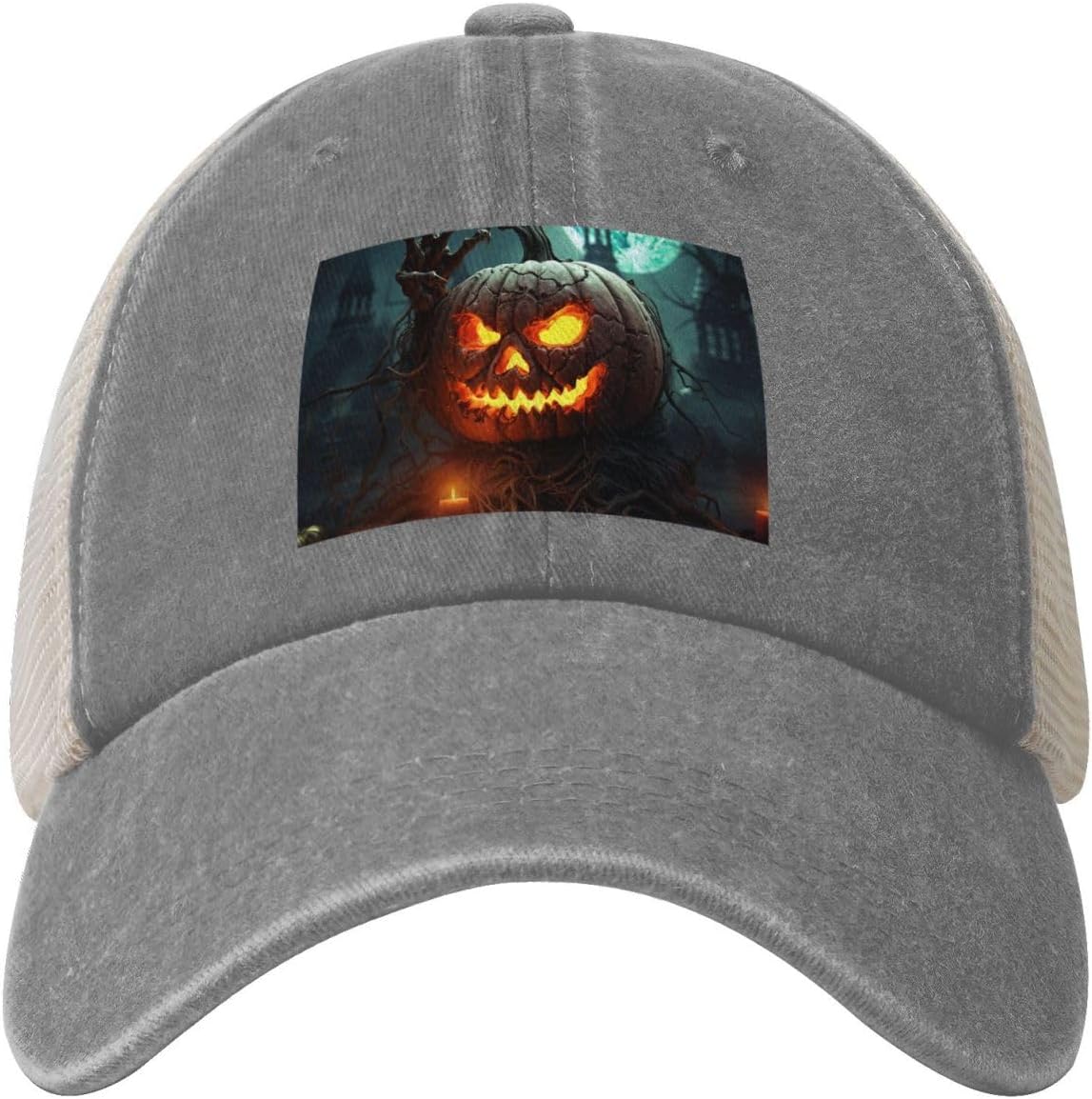 Snapback Trucker Hats Pumpkin Held Up from Tomb Cowboy Baseball Caps Adjustable Blank Mesh Ball Caps for Men Women Gray