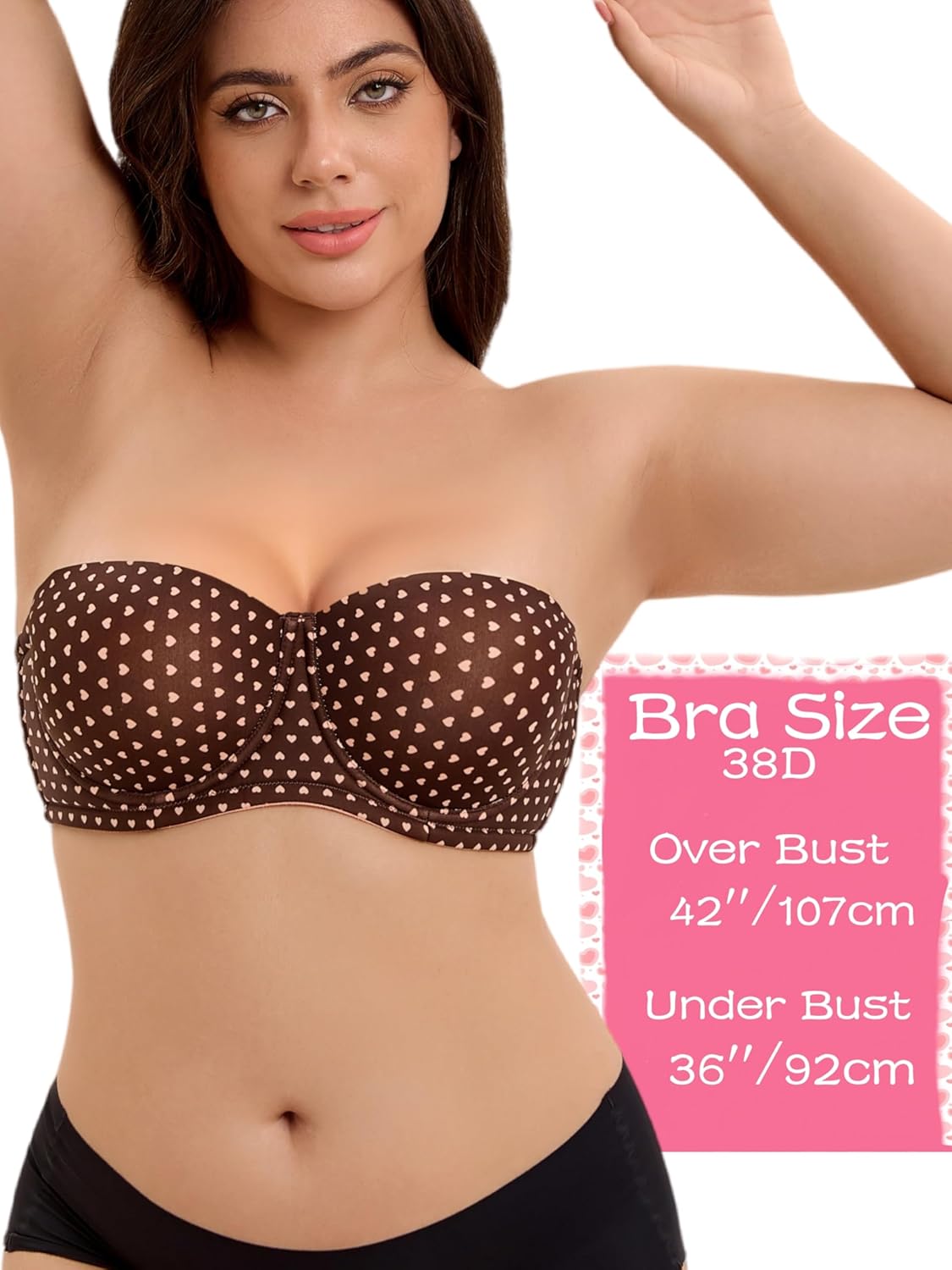 Women's Push up Strapless Bra Strapless Bra for Large Breasts with Clear Straps, Never Move On Party Cup B/C/D/DD/DDD/G - Image 6