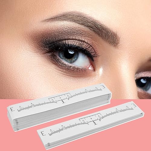 Miniatura 7 de KINGMAS - Paquete de 100 reglas para cejas, regla desechable para cejas Microblading, adhesivo para cejas, guía de guía de medición