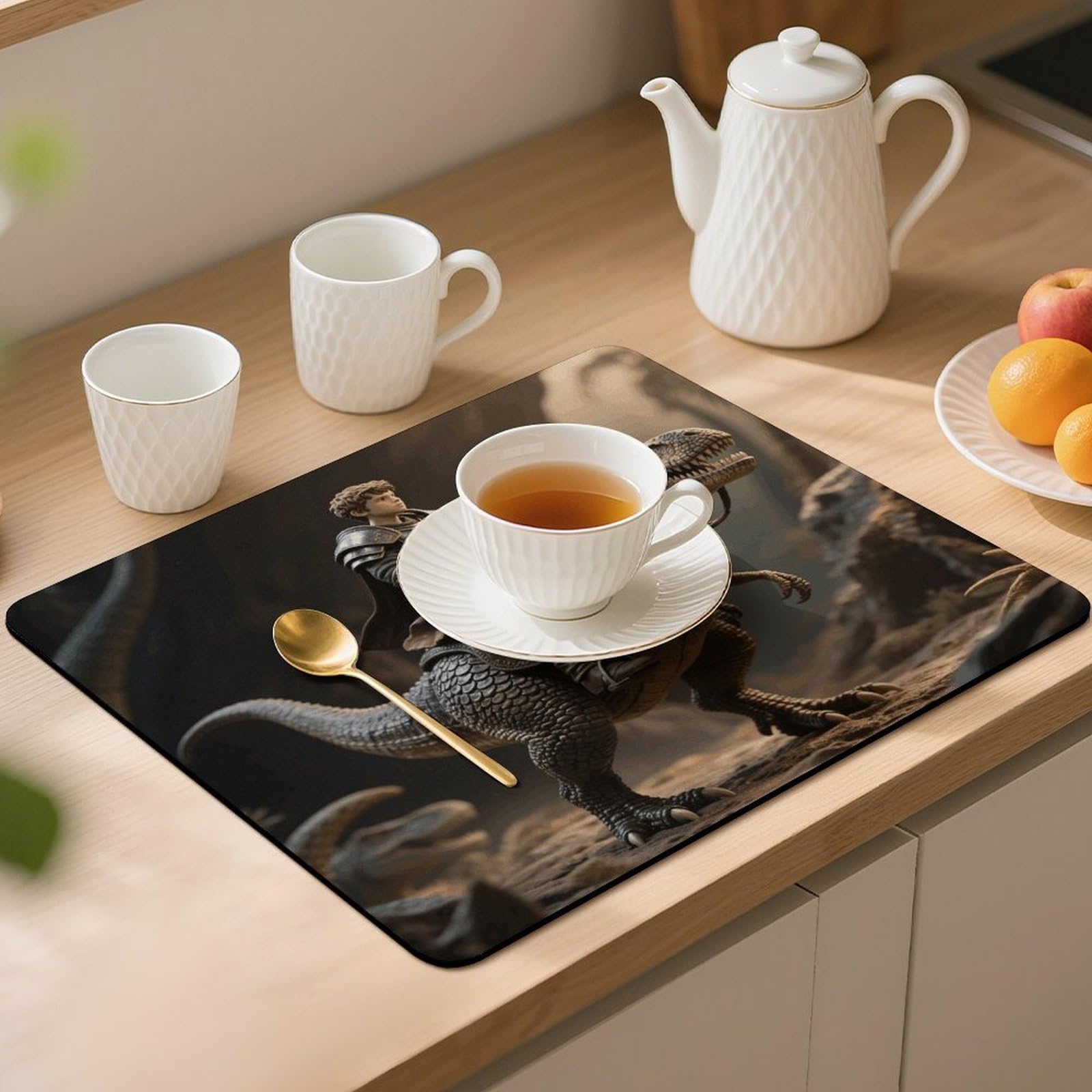 Dino Knight Rider Desk Mat Washable Table Protector Waterproof Table Cover Protector Desk Placemats Heat Resistant Non-Slip Desks Cover for Desktop, Coffee Dining Tables 50x40cm