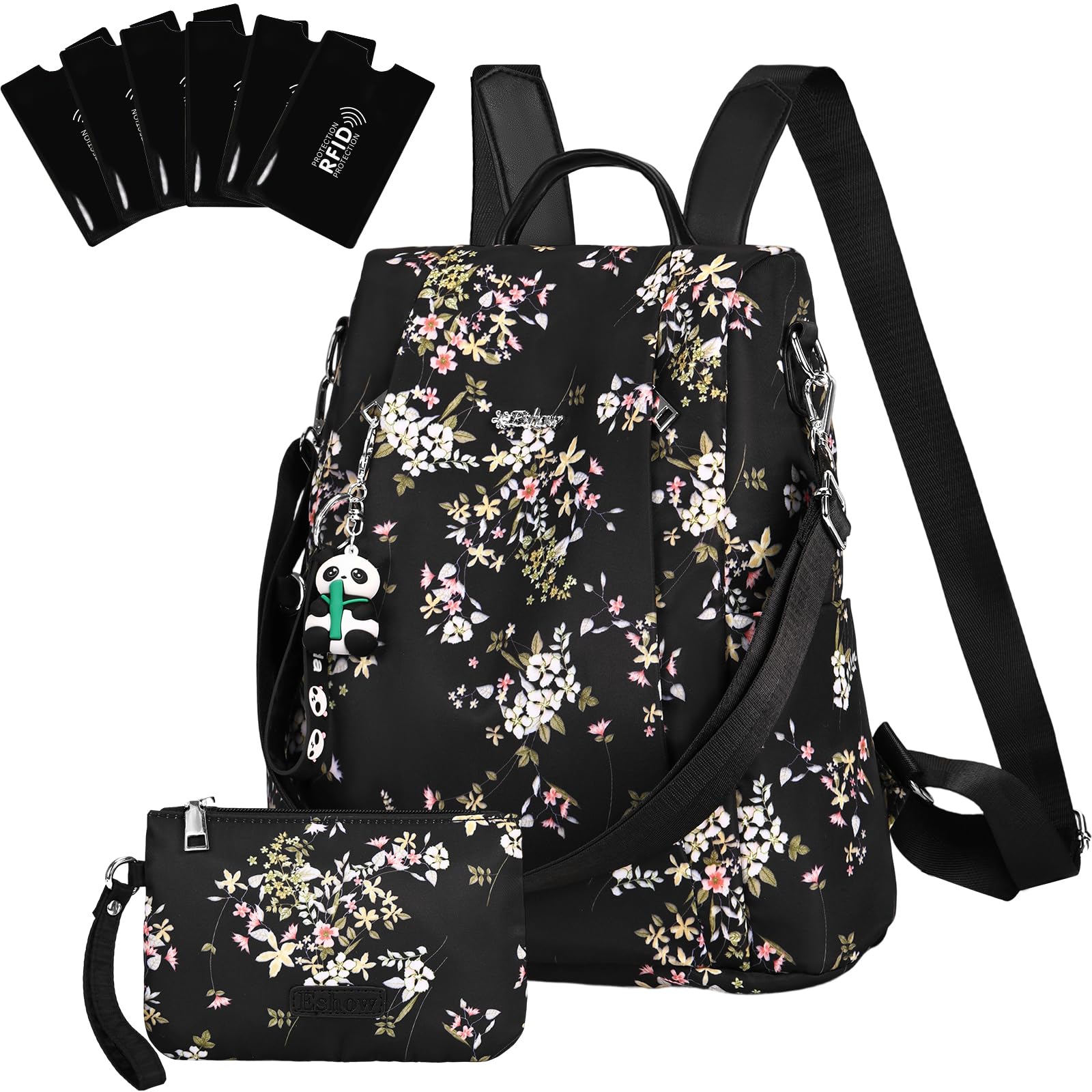 Eshow Zaino Donna Antifurto, Zainetto Multifunzionale, Borsa Casual ed Moda per Viaggio, Scuola, Lavoro, Shopping, Visite e Università