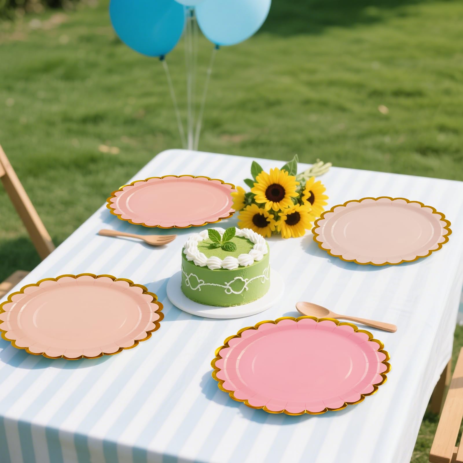 48 PCS Vintage Floral Paper Plates 7 Inch, Scalloped Flower Tea Party Plates Disposable Cake Dessert Plate For Birthday Bridal Shower Shower Wedding Party Drations Floral 25112723 P 221689420 - View #3