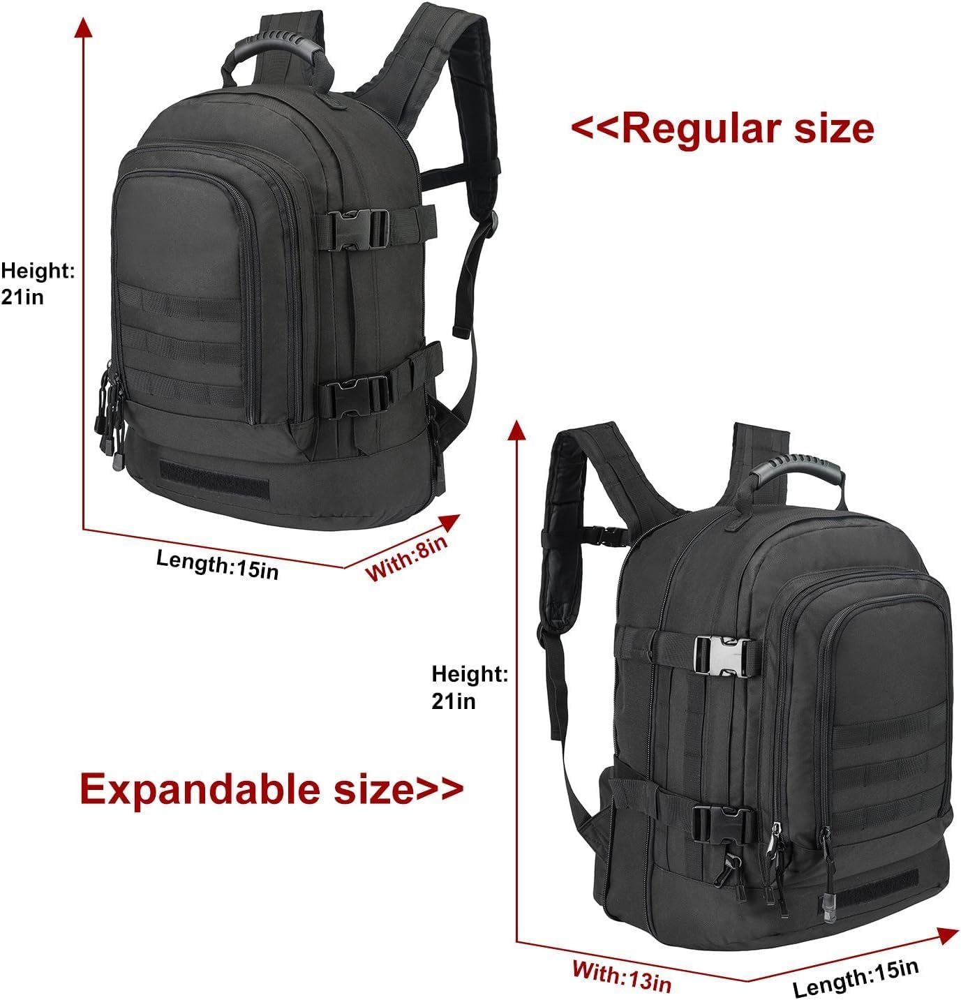 HYKING Large Tactical Expandable Backpack 39L-64L Military Bug Out Bag With Waist Strap