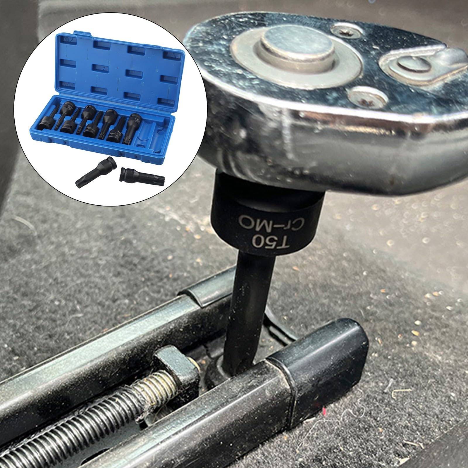 Set di 10 chiavi a bussola Torx da 1/2 pollici, T20 a T80, in acciaio cromato, in scatola di plastica