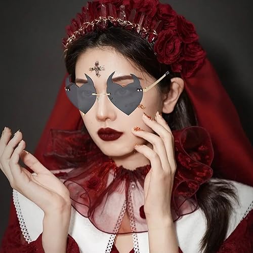 Miniatura 3 de Zando Gafas de sol en forma de corazón con diamantes de imitación - Gafas de corazón con biseladas