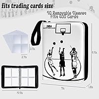 Vista 3 de Carpeta de tarjetas de baloncesto – Álbum de tarjetas de intercambio de 4 bolsillos de capacidad para 400 unidades, carpeta con 3 anillos, piel