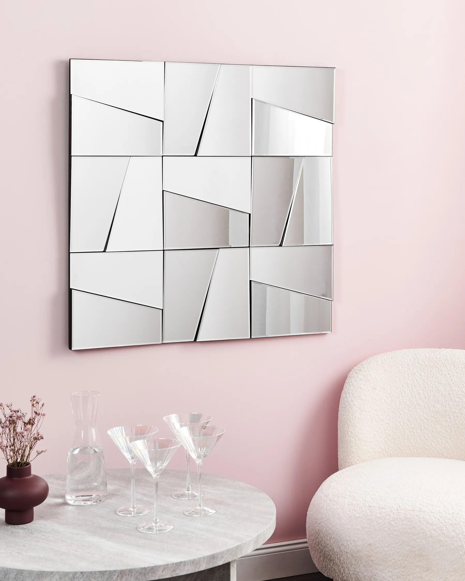 Taylor & Brown Luxury Geometric Wall Mirror 80x80cm – Modern 3D Decorative Statement Mirror for Living Room, Hallway or Bedroom Décor