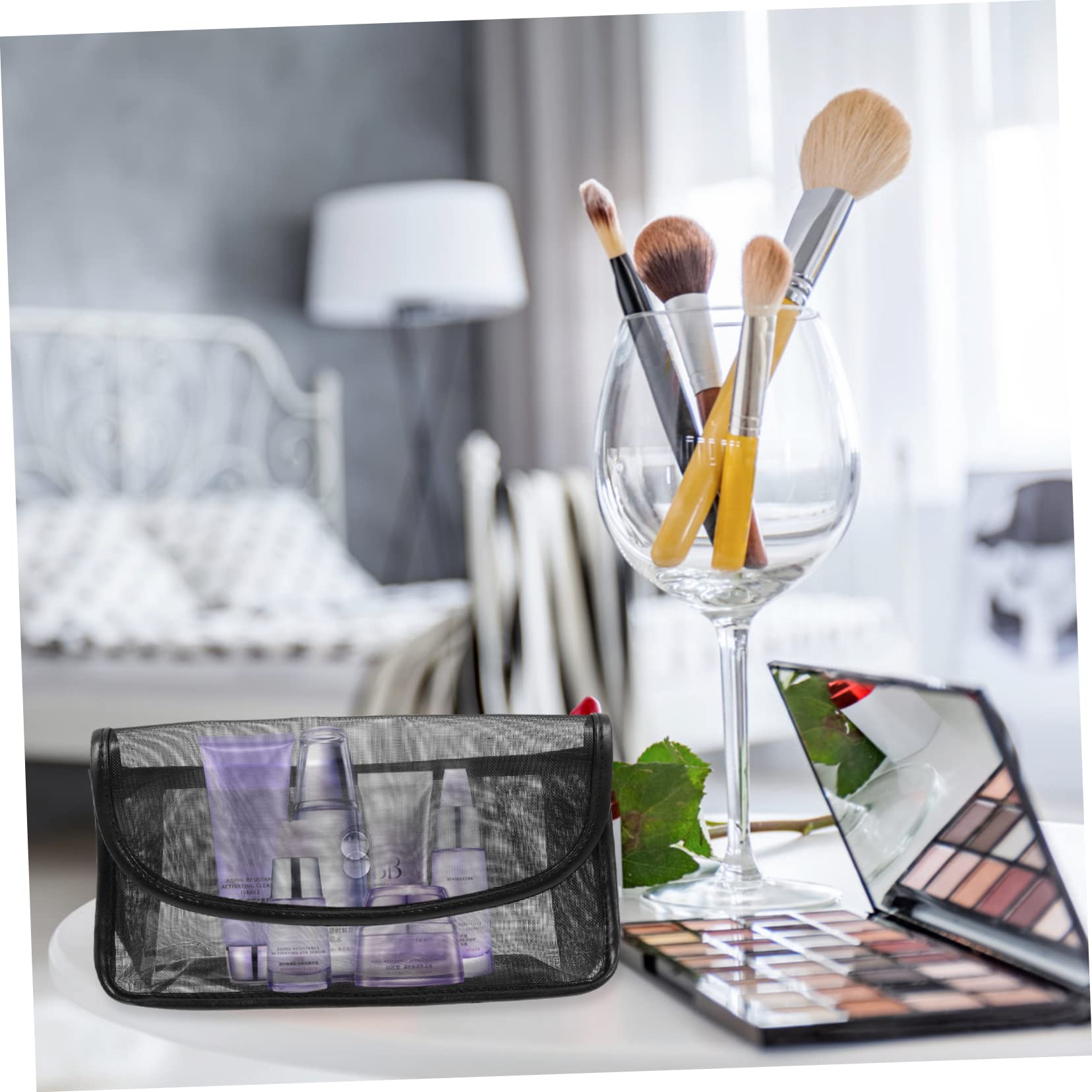 Housoutil 3piezas Bolsa De Maquillaje De Transparente Neceser De Portátil y Espacioso para Cosméticos y Artículos De Tocador para Mujeres y