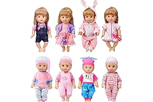 Assortment of 8-Sets of Vibrant and Exquisite Doll Clothes Designed for Beloved 12-Inch Baby Dolls