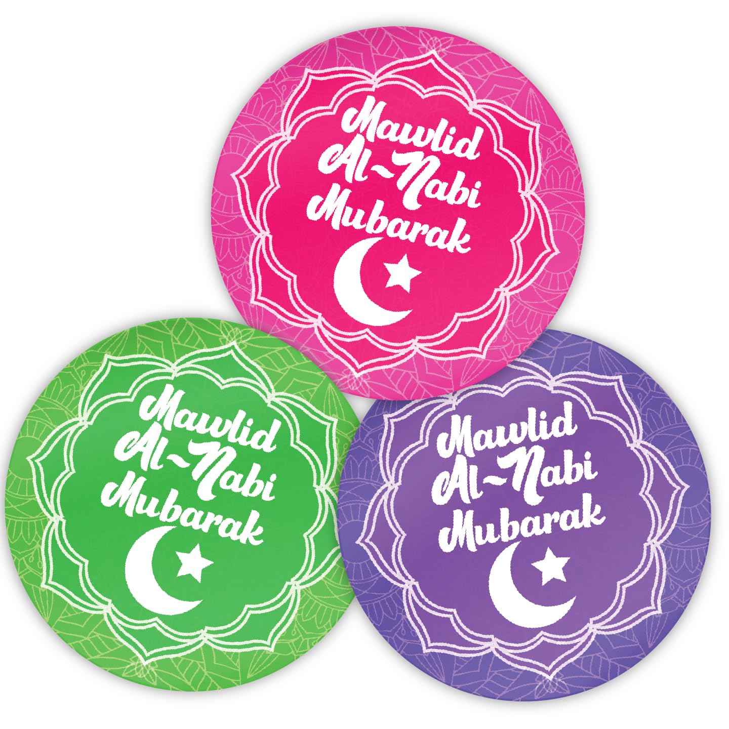 Stone Melon Mawlid Al-Nabi Mubarak Stickers 144 Stickers 30mm Round Eid Islamic Celebration Party Gift Labels