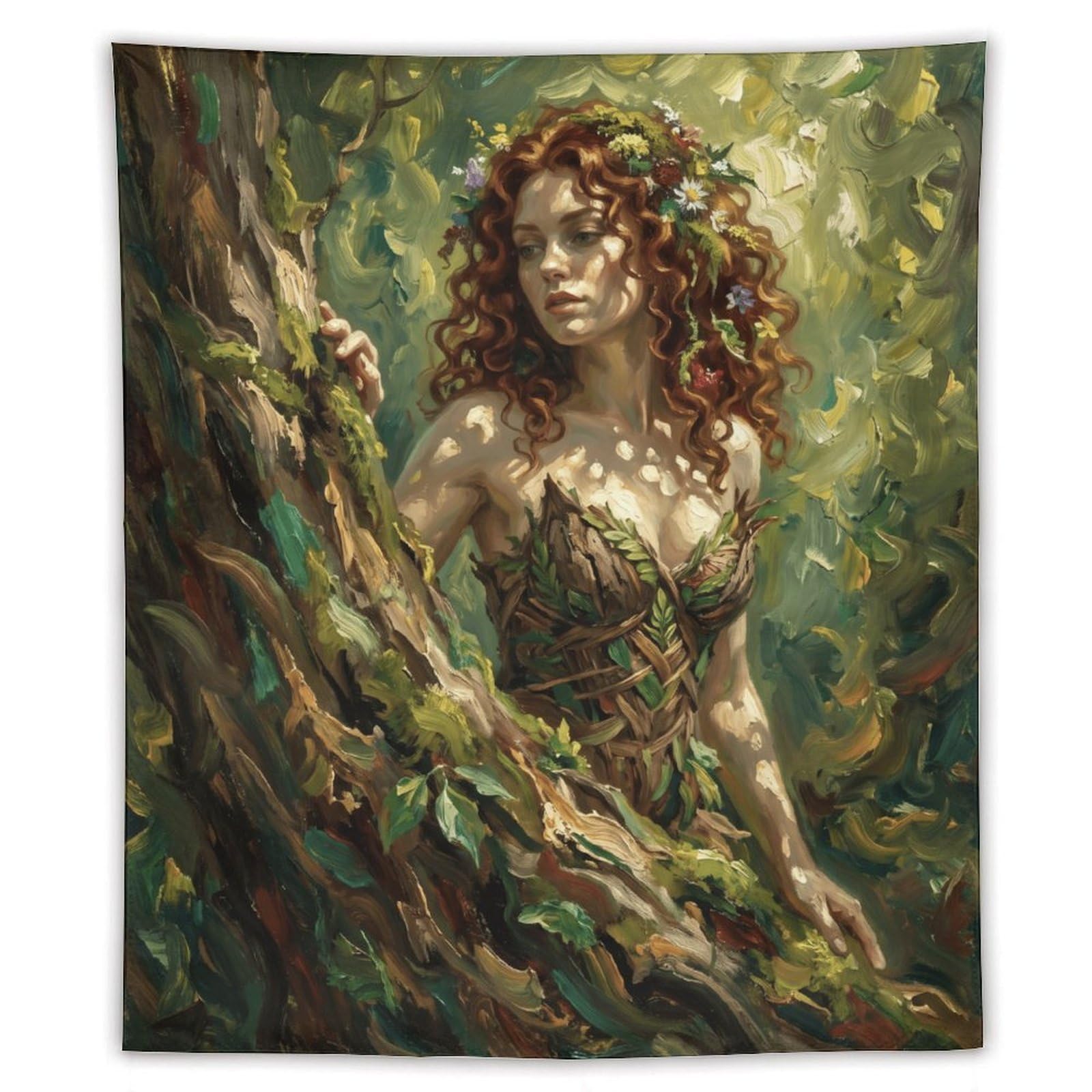 H3B8U2Y5 Forest Goddess Tree Nymph Wall Tapestry, Enchanted Woodland