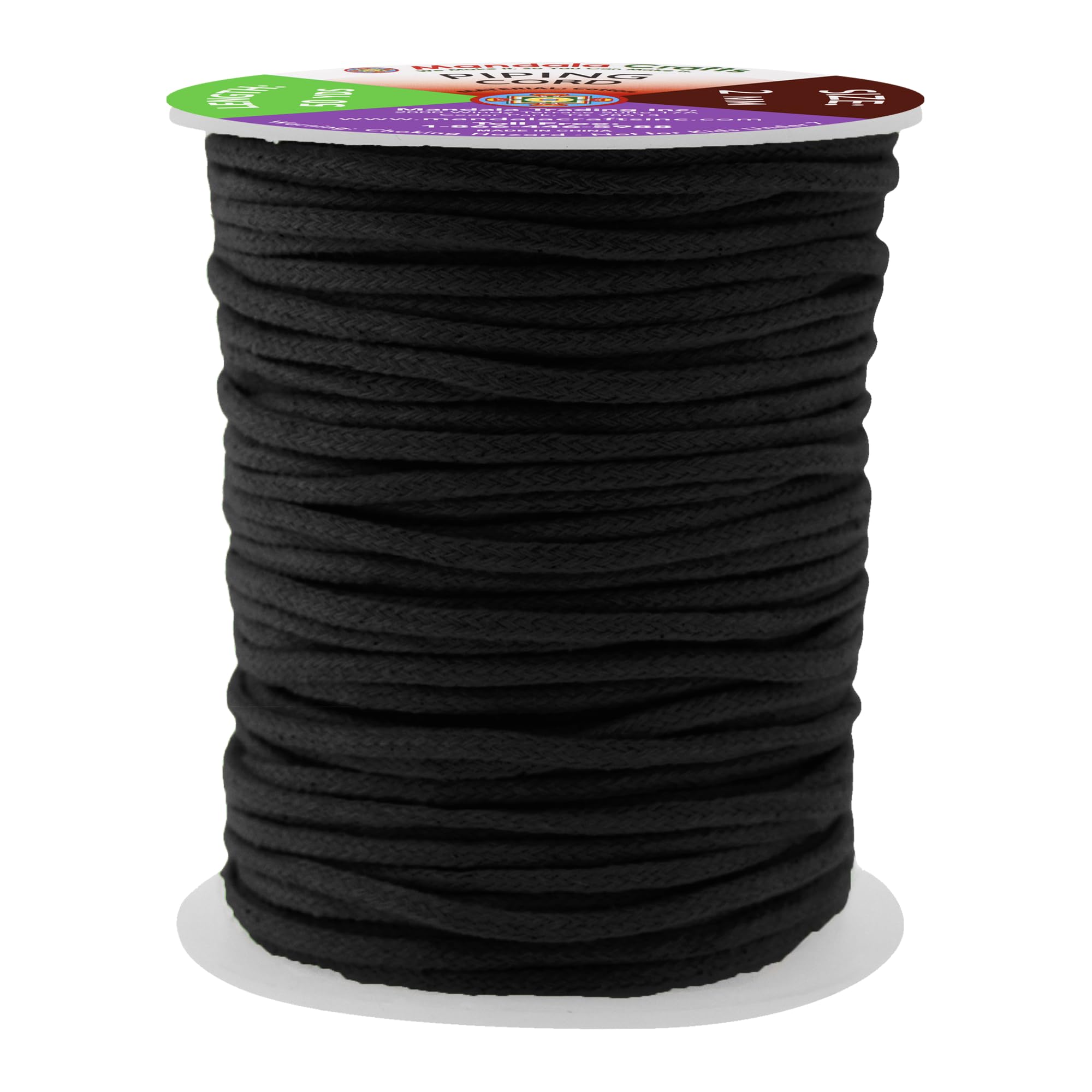 Mandala Crafts Black Soft Replacement Drawstring Cords for Sweatpants Bags - Piping Cord for Sewing Upholstery - 50 Yds 2mm Cotton Cording Macrame