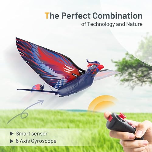 Miniatura 3 de Juguete de pájaro de control remoto 2.4G, pájaro volador biónico, giroscopio de 6 ejes, diseño de elevación de una sola ala, juguete RC fácil de