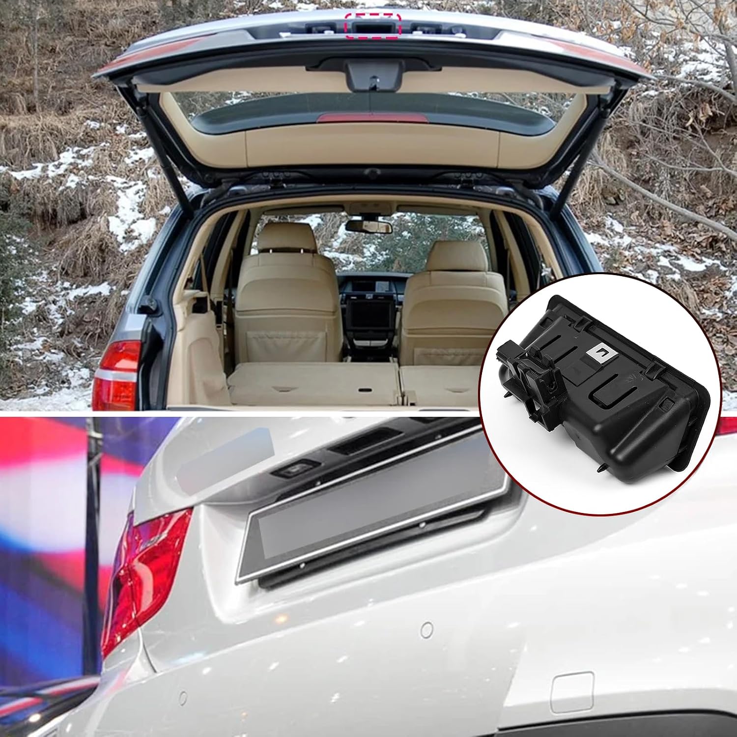 Trunk Lid Lock Release Push Button Handle Switch Compatible with BMW 1 3 5 Series X6 X5 X1 E60 E90 E91 E92 E93 E70 E71 E82 E84 Tailgate Trunk Release Switch 51247118158 7118158