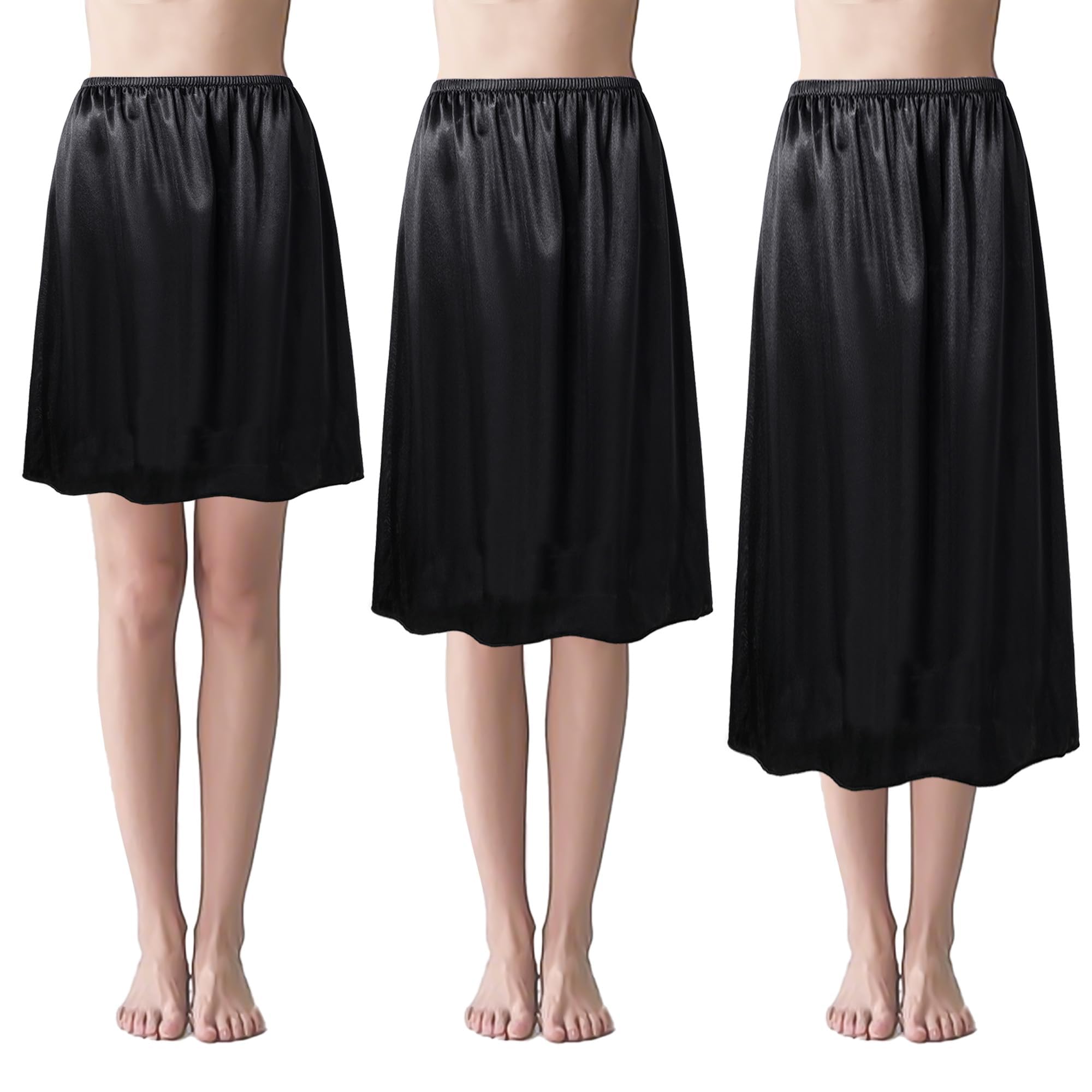 BABEYOND Sottogonna lunga da donna, con elastico in vita, set da 3 pezzi