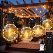 Guirlande lumineuse LED d'extérieur - 10 m - 20 + 2 ampoules G40 - Avec télécommande - Minuterie - 3 modes à intensité variable et étanche IP44 - Rideau lumineux intérieur pour balcon, jardin