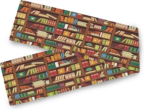 Table Runners Education Library Bookshelf Table Cloth Polyester Cover for Family Dining Kitchen Party Wedding Home Decorations, 13x70 inch