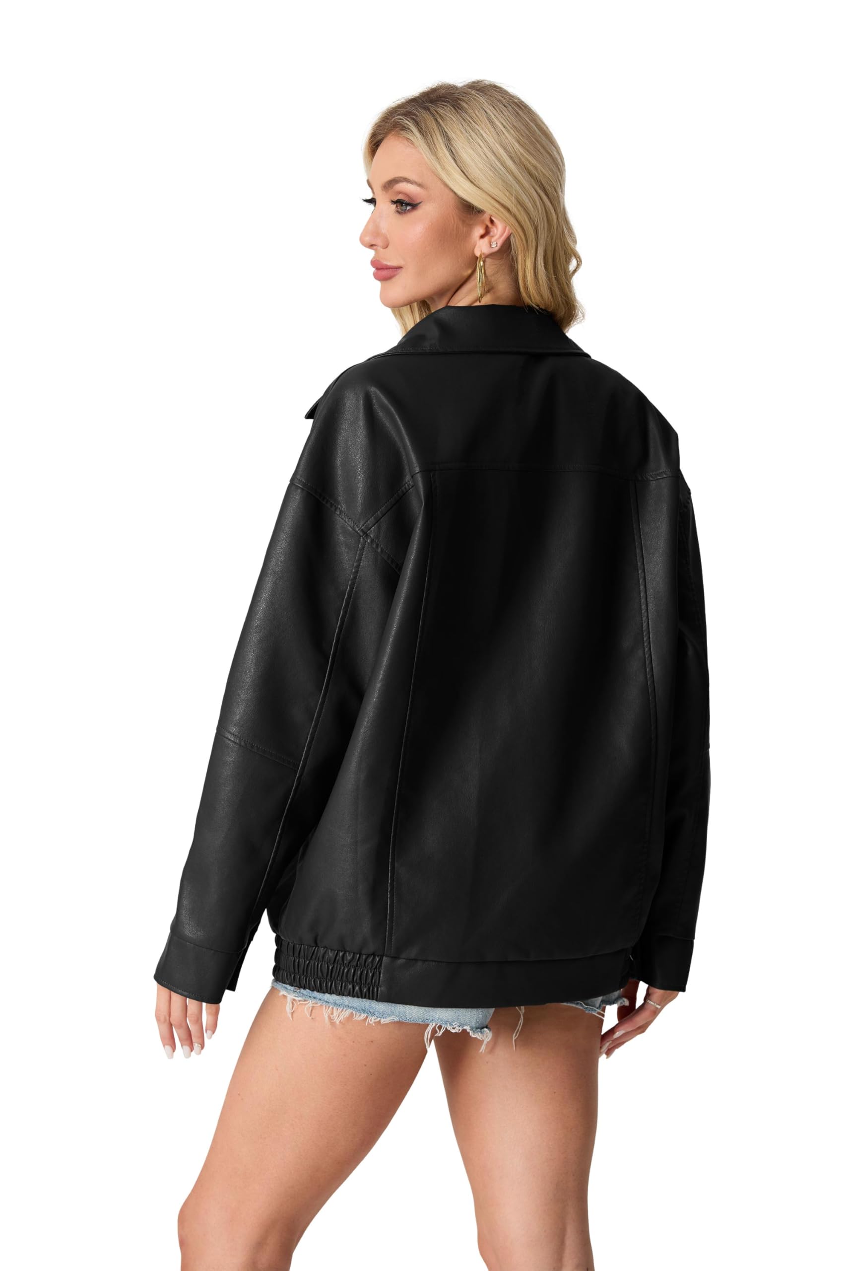 GRECERELLE Giacca in ecopelle da donna con tasche con cerniera giacche da donna a maniche lunghe con cerniera giacca da moto bomber cappotto da donna