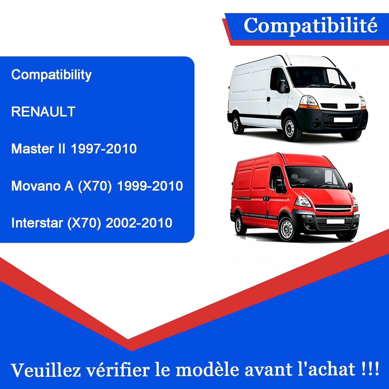 3 Roulettes Porte Latérale Coulissante (Haut, Milieu, Bas) Kit 7700352379 8200080754 7700352498 820080743 Compatible pour Renault Master 2 Opel Movano A Nissan Interstar (1997-2010)