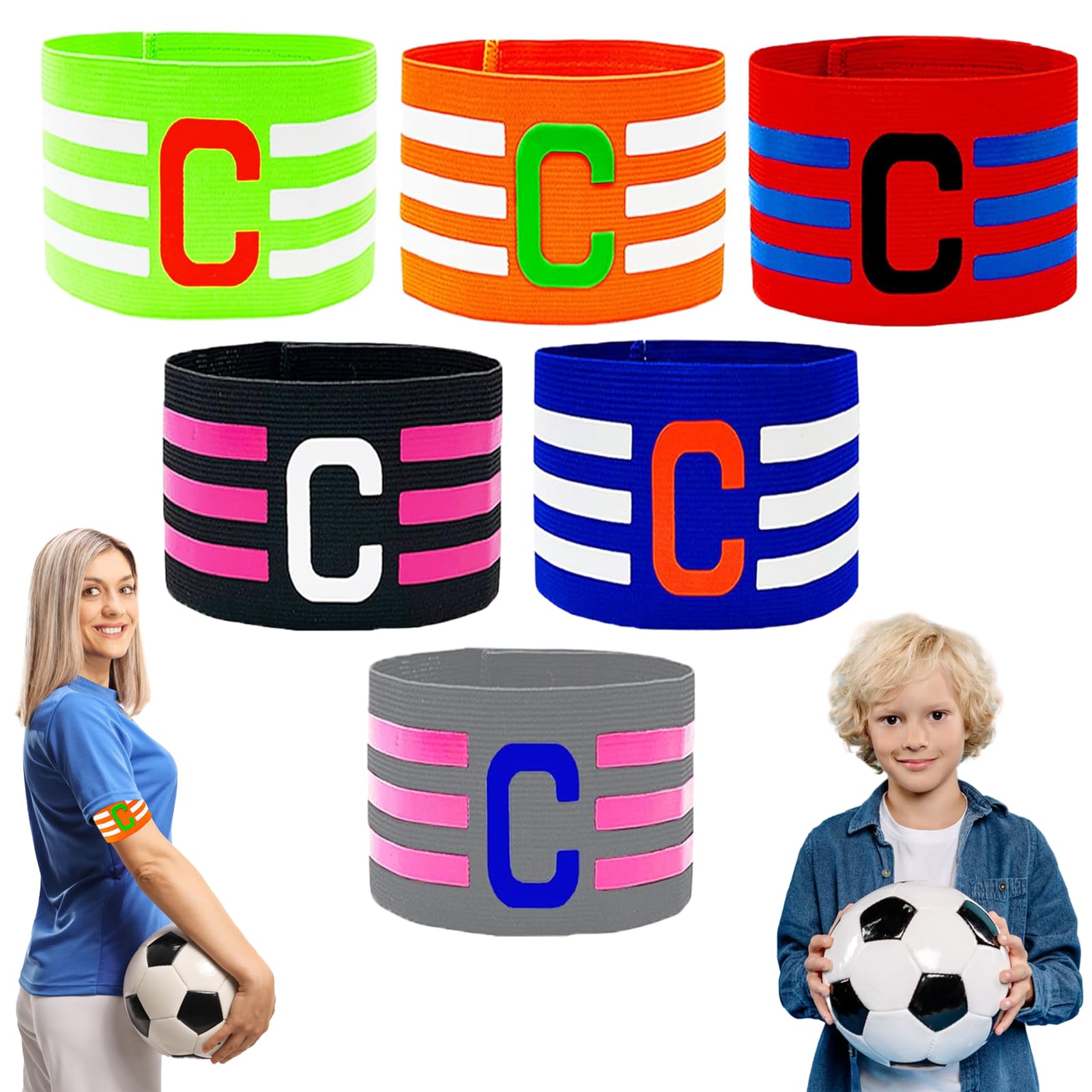 Brassard de capitaine de football, brassard de capitaine de football, sport, hockey, rugby, netball, bandes réglables élastiques rétractables pour adultes et jeunes (lot de 5 Brassard de capitaine de football, brassard de capitaine de football, sport, hockey, rugby, netball, bandes réglables élastiques rétractables pour adultes et jeunes (lot de 5