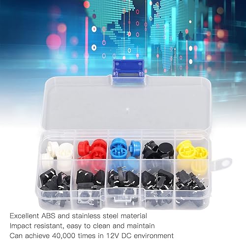 Miniatura 8 de Juego de 25 piezas de interruptor táctil táctil momentáneo multicolor interruptor táctil redondo 0.472x0.472x0.287 in 4 pin Micro interruptor táctil