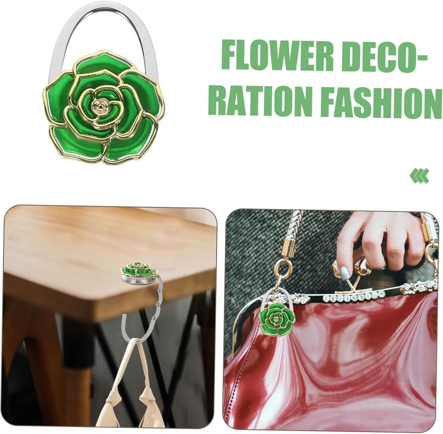 Bag Hanger for Table Flower Folding Hanger Purse Holder Handbag Holder Rose Design Non-Slip Base