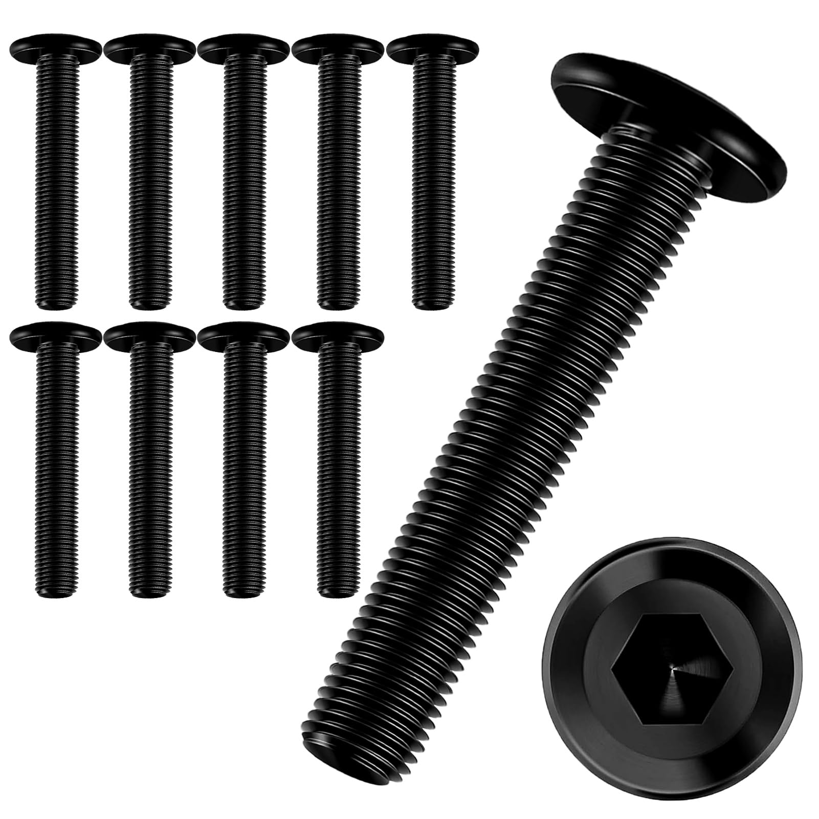10 PCS Bolt M8×40,Stainless Steel Bolts,Flat Head Hex Socket Cap Screws Bolts,Allen Socket Bolts Screws,Furniture Screws,M8x40mm,Black(M8×40)
