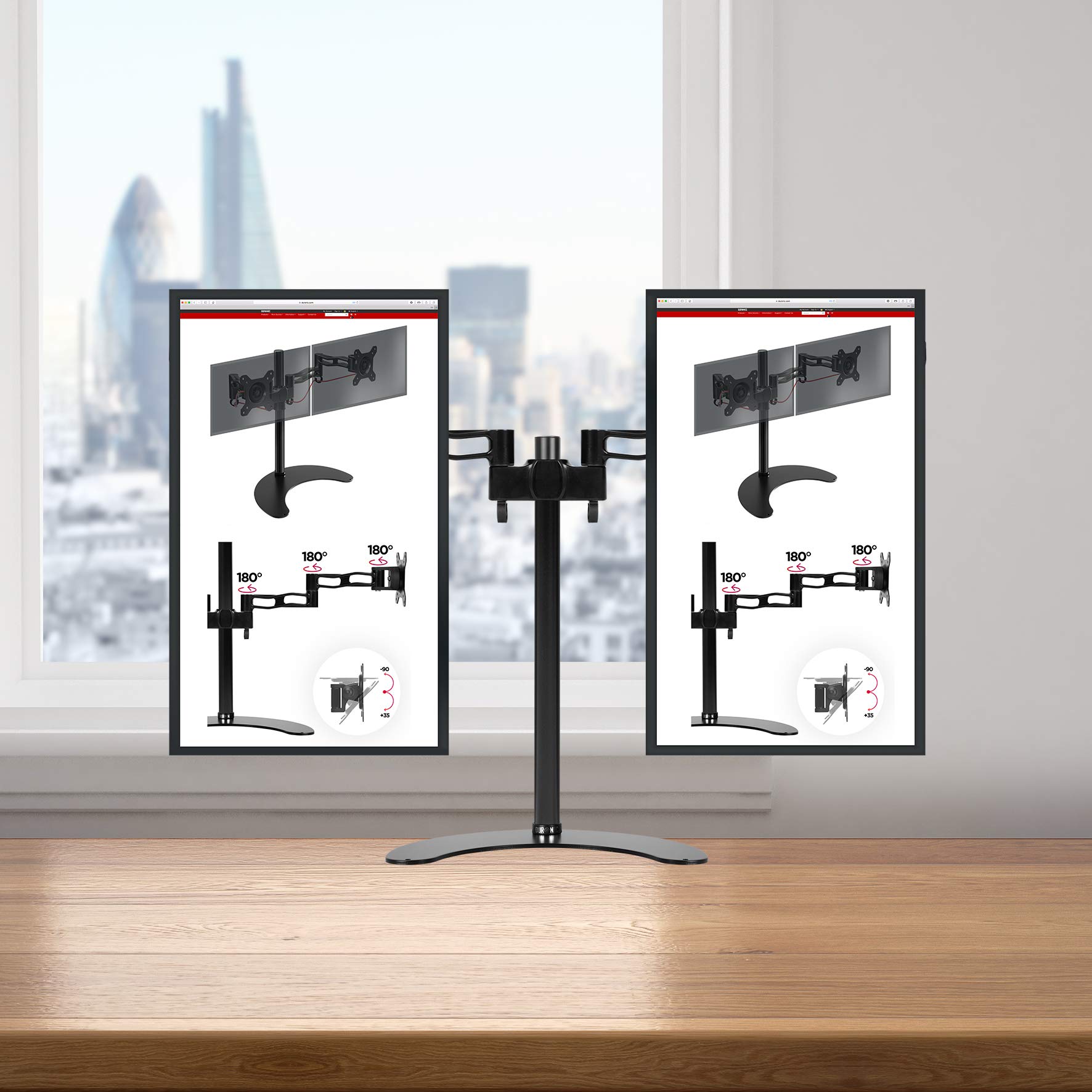 Duronic DM35D2 BK Supporto Doppio Monitor 13-27 Pollici VESA 8kg Nero | Braccio ergonomico, Regolabile altezza inclinazione, Girevole, VESA 75/100, Per ufficio casa scuola