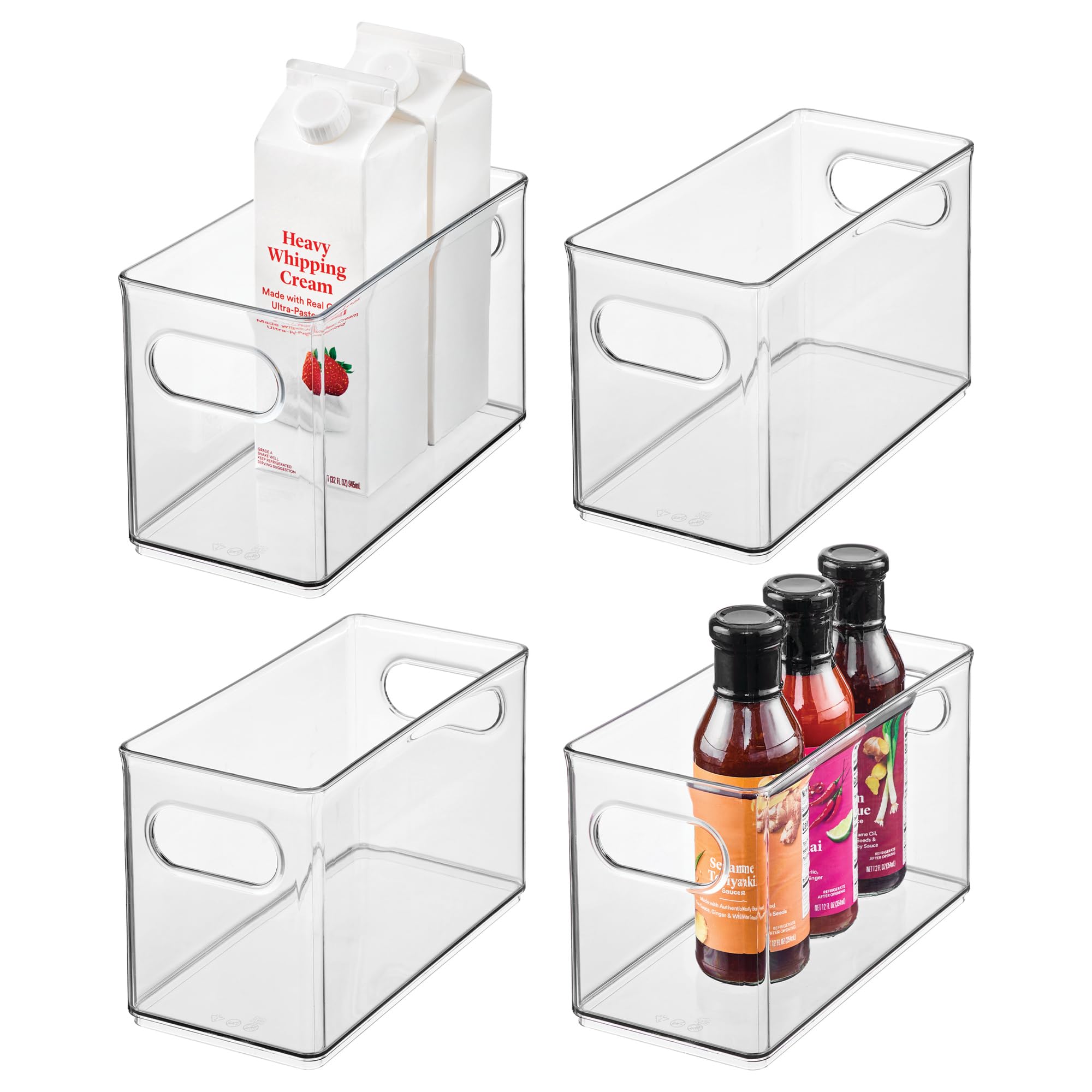 Interdesign Clear Idesign Stackable Storage Bin, Narrow Pantry Bin For Cabinet Or Fridge, Set Of 4, Made In Usa