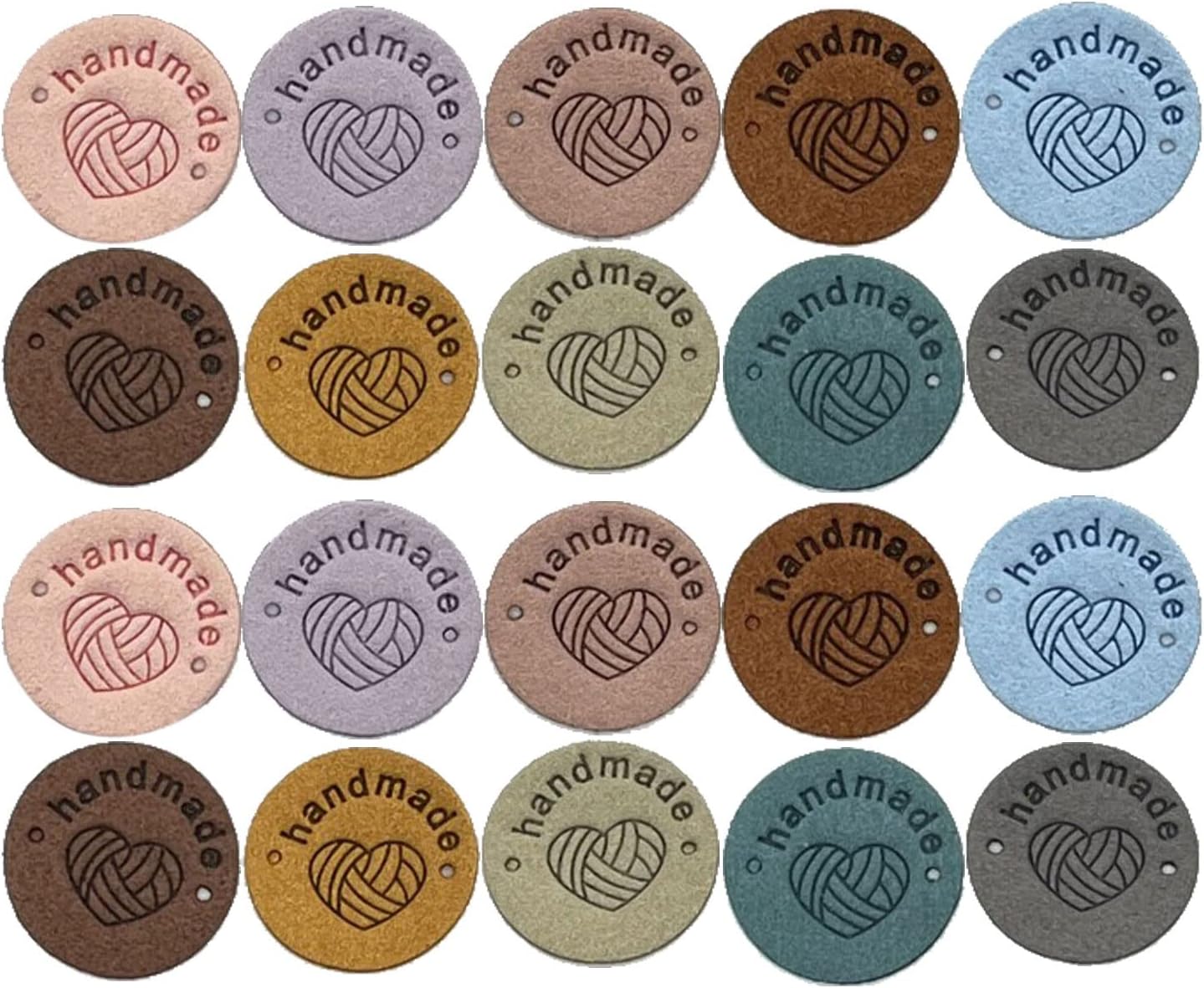 FRUTA 40 pcs Handmade Tag Label Faux Leather Label PU Embellishment Label Knit DIY Crafts for Gloves Bags Shoes Hat Sweater Knitting(YL-10)