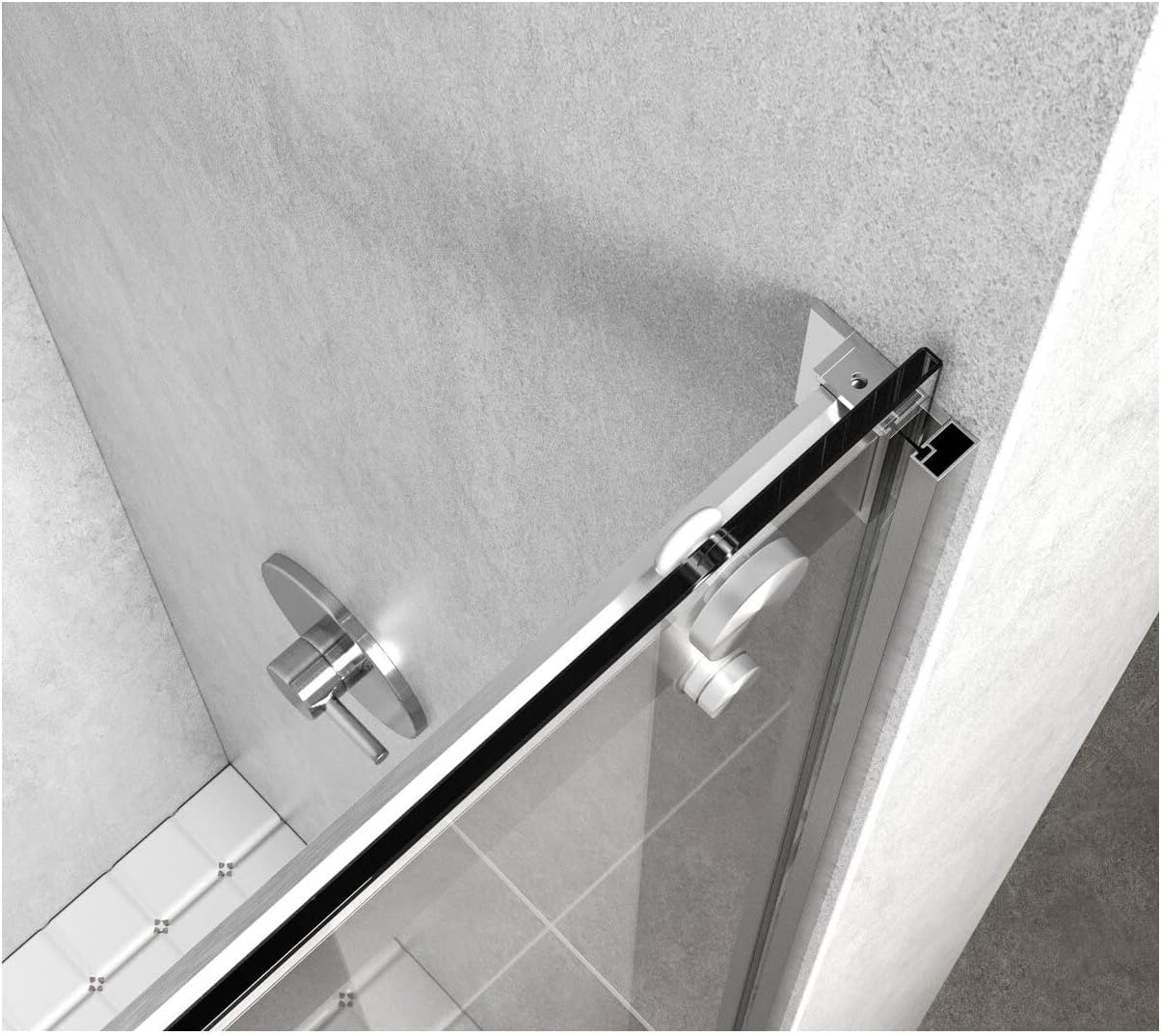 Elegant Kitchen and Bath Hamilton Frameless Aluminum Shower Door in Nickel