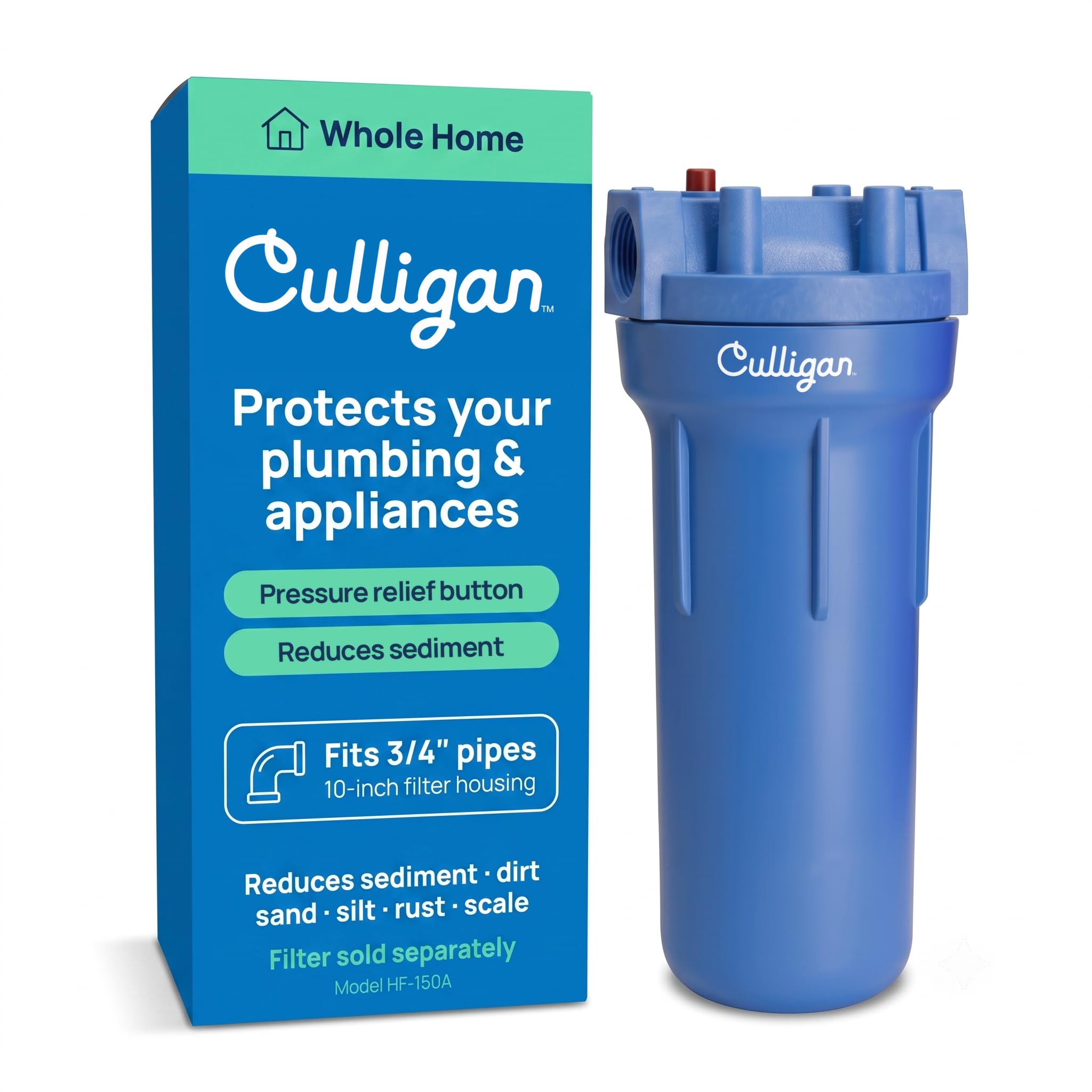 Culligan HF-150A Whole-House Standard 3/4" Inlet/Outlet Water Filtration System, Blue discount deal