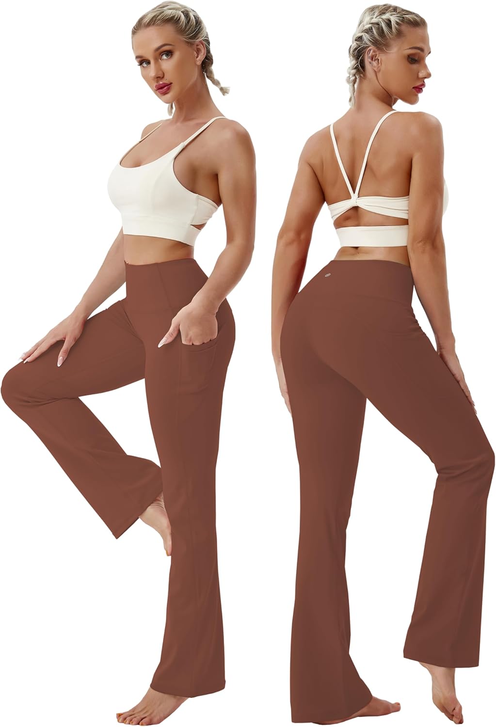 BUBBLELIME 29"/31"/33"/35"/37" High Waist Yoga Pants Tummy Control for Womens Bootcut Workout Flared Basic/Out Pockets - Image 4