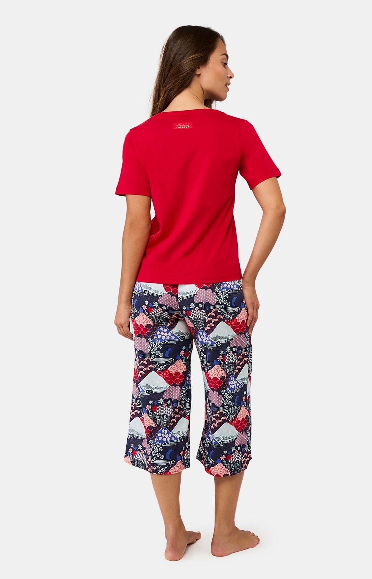 ARTHUR – Pijama corsario para mujer Fuji – Conjunto de pijama para mujer – Camiseta de manga corta y pantalón medio largo – Algodón procedente de la agricultura orgánica – Marino – Talla S, azul, S