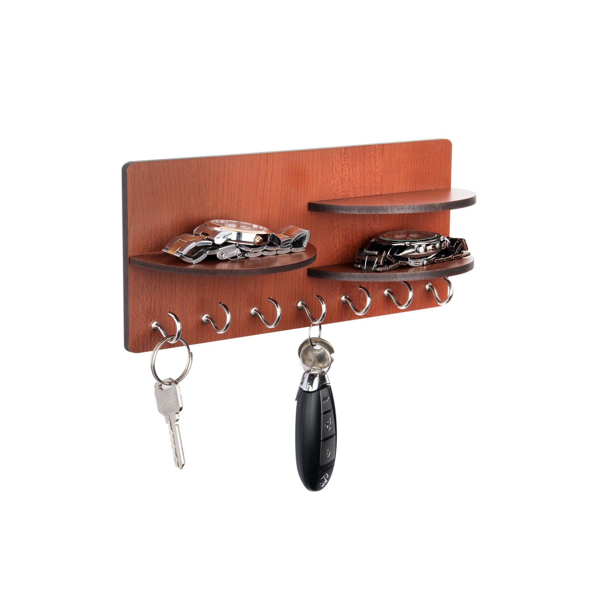 Sehaz Artworks 3-RoundShelf-Brown-KeyHolder Wooden Key Holder (7 Hooks) 2