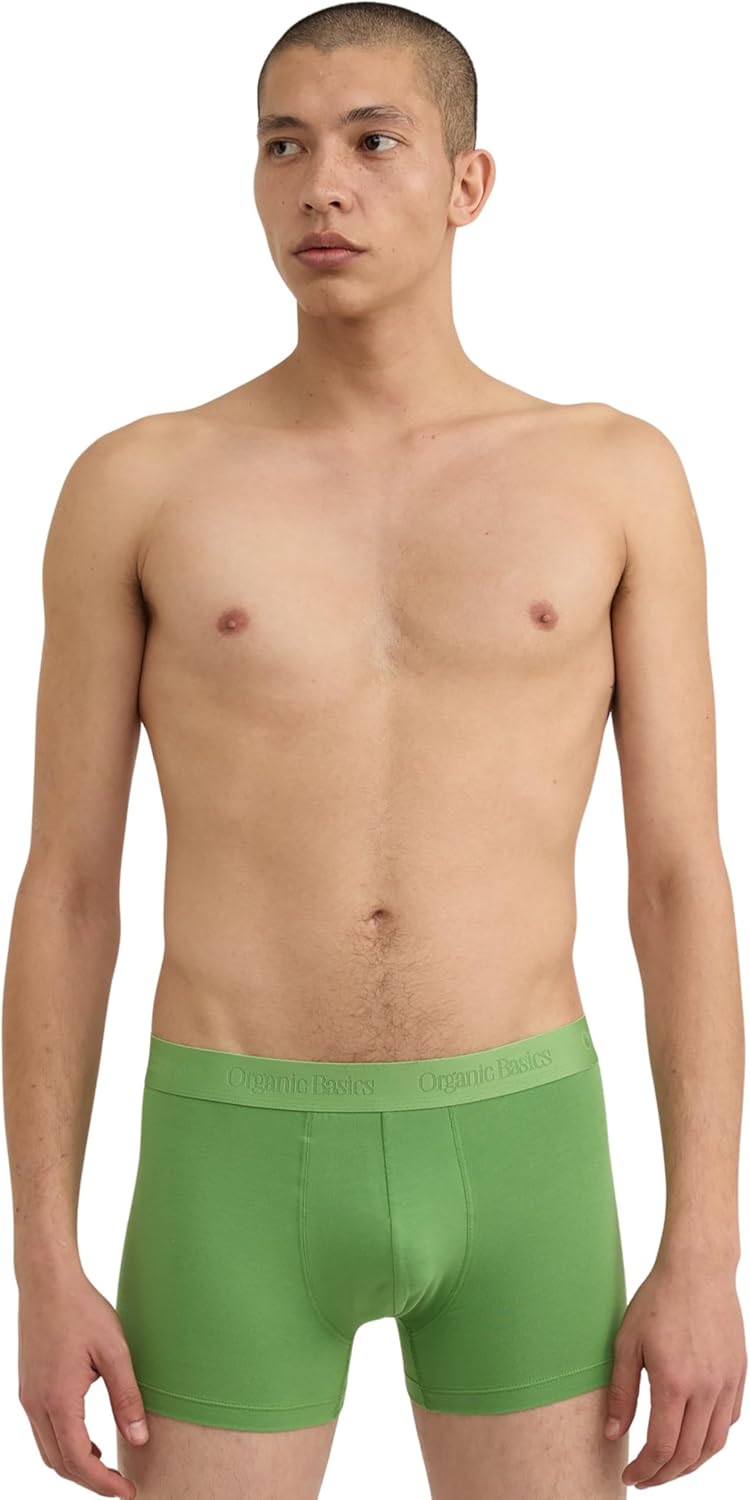 Organic Basics Men's Core 3" Organic Cotton Boxer Trunk Underwear 3-Pack, Artichoke/Grey Melange/Black, X-Large - Image 6
