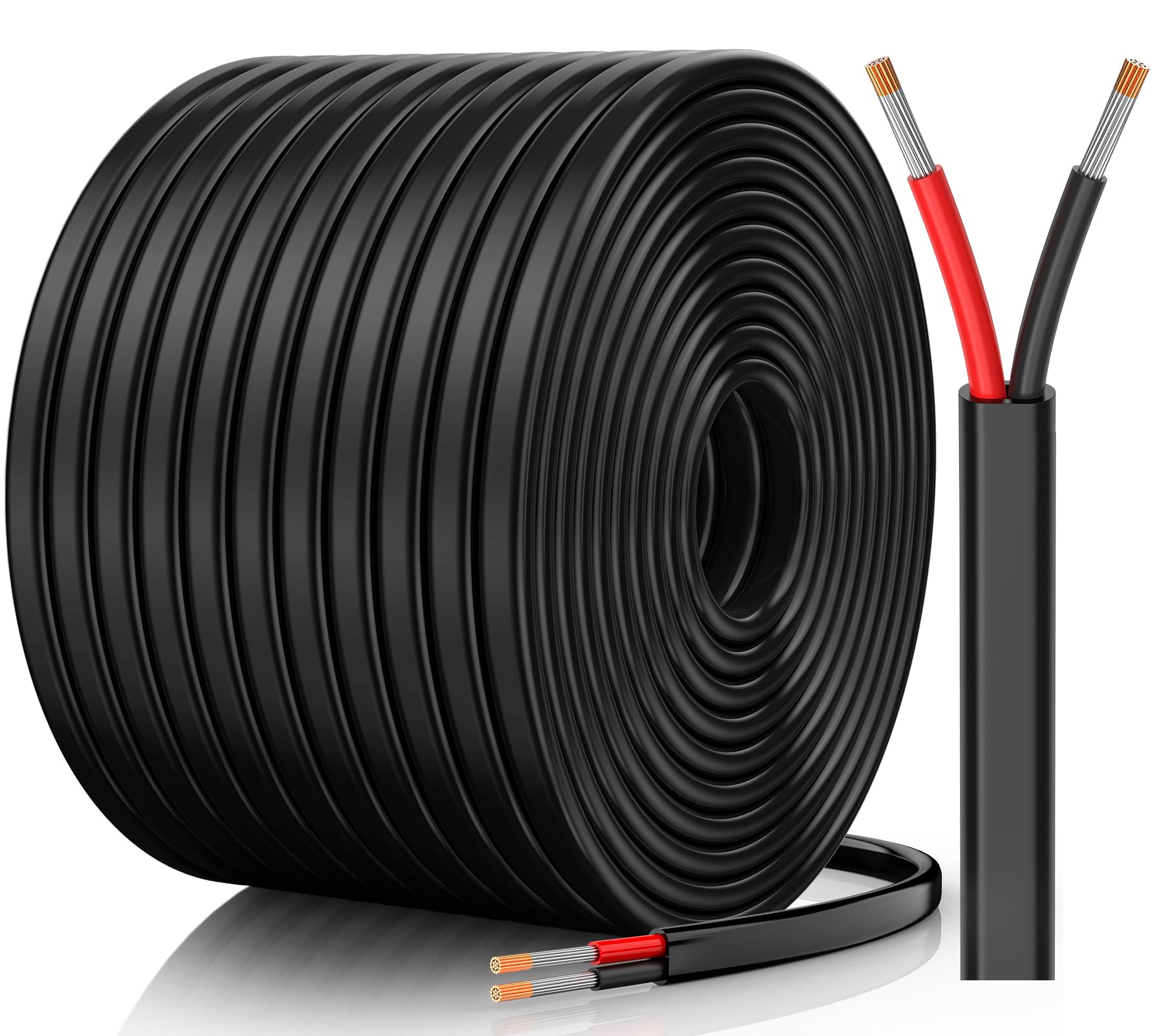 12 Gauge Wire, 12 AWG 2 Conductor Electrical Wire, Flexible/Oxygen-Free Tinned Copper/Stranded PVC 12/2 Cord for Automotive, Marine, LED Strips, Solar, RV, Lighting (100FT-30M)