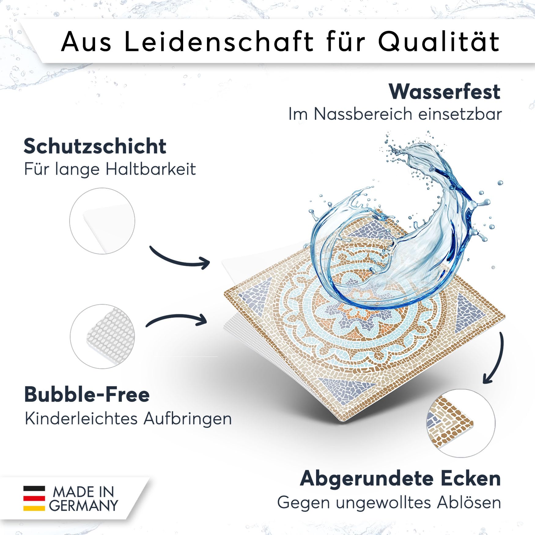 Fliesenmosaik - Fliesenaufkleber I Klebefolie zum Fliesen überkleben I Stickerfliesen für Küchen und Bad-Fliesen I 20x20 cm - Motiv Mosaik Afrika - 18 Stück