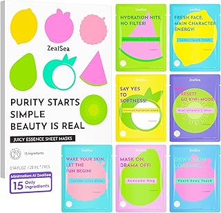 ZealSea Clean Beauty - Mascarillas faciales para el cuidado de la piel, minimalismo de 15 ingredientes, máscara facial de hidratación profunda para hinchable y brillante, suministros de fiesta de spa