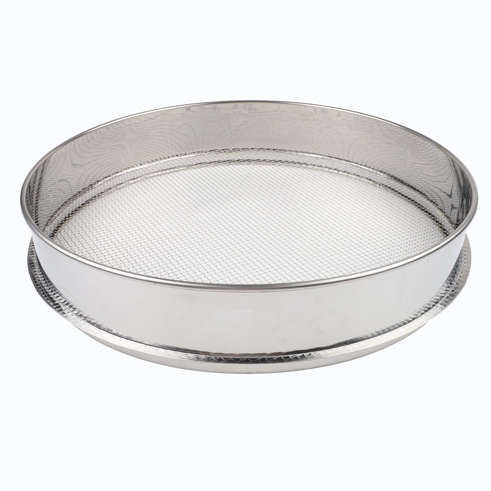 Setaccio per farina a maglia fine, 40 cm, in acciaio inox, filtro da cucina, per cottura e olio da zucchero