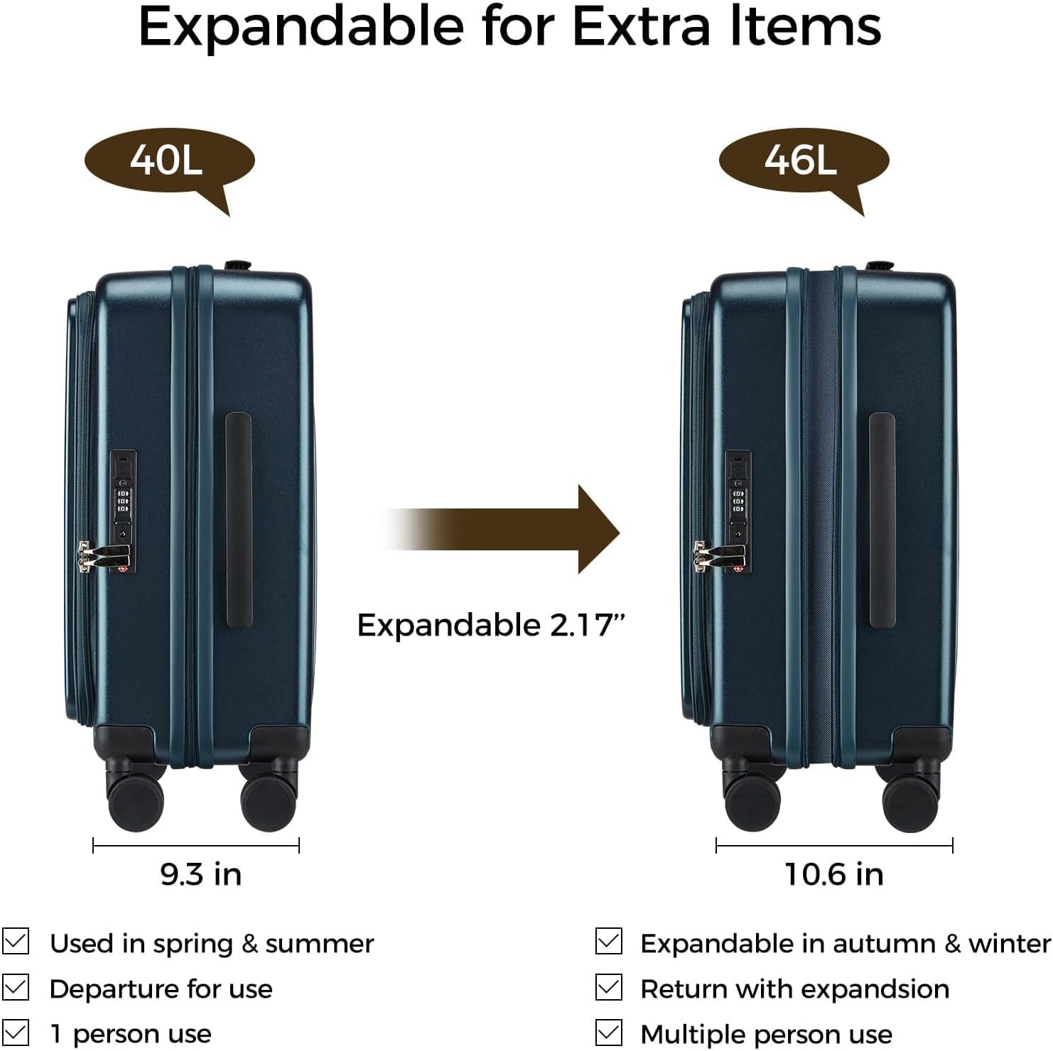 Carry on Luggage Expandable Travel Luggage Top Opening Suitcase with TSA Lock and Usb Built in,Rolling Suitcases with Spinner Wheels,PC Hard Shell Suitcases Airline Approved for valentine Gifts - Image 5