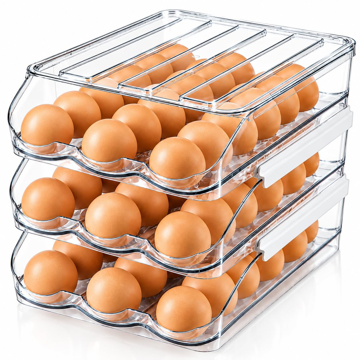 54 Egg Dispenser For Refrigerator, Egg Organizer For Refrigerator, Automatic Rolling Egg Holder For Fridge.