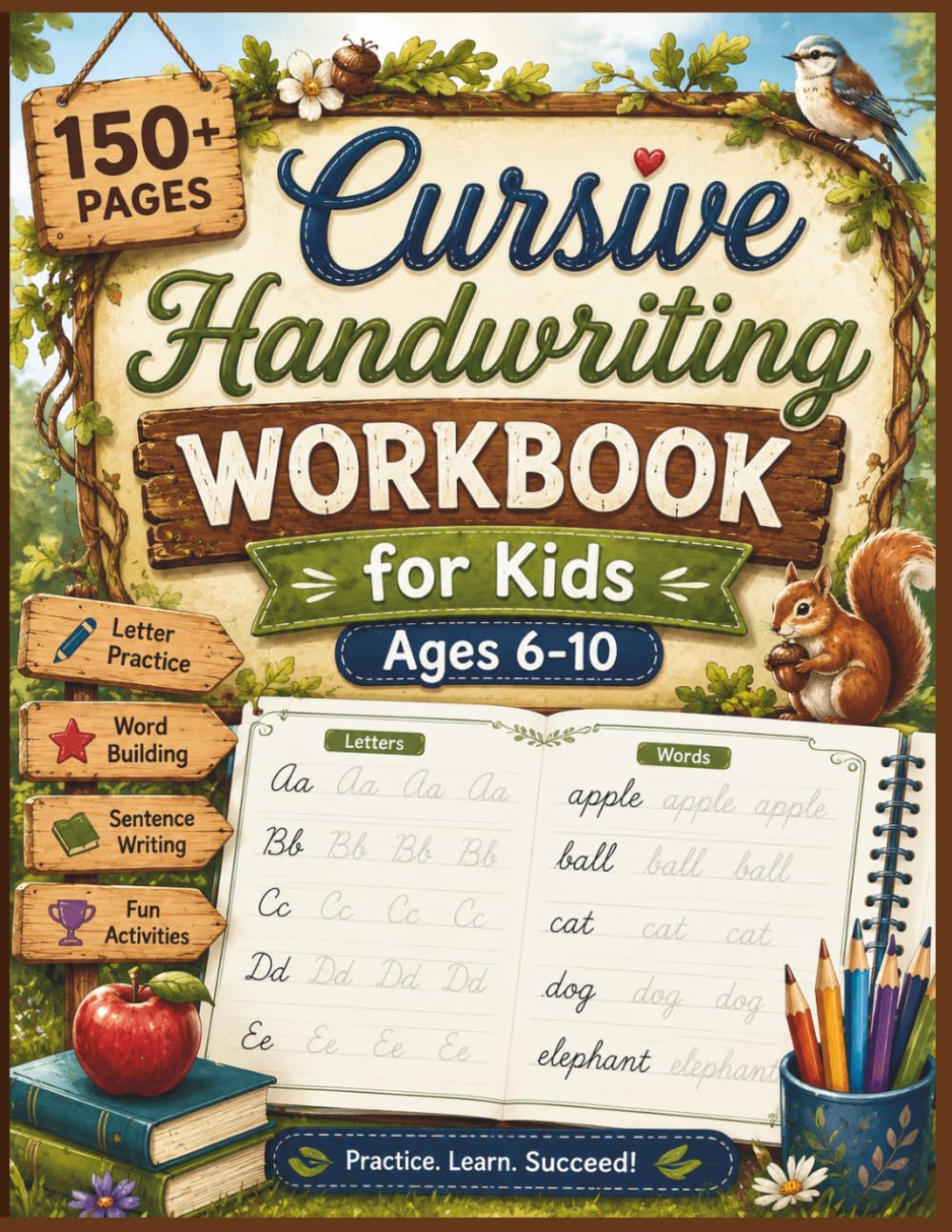 Cursive Handwriting Workbook for Kids Ages 6–10 Color Edition: Learn to Write in Cursive with Fun Tracing Activities, Letters, Words & Sentences Improve Penmanship Confidence & Fine Motor Skills