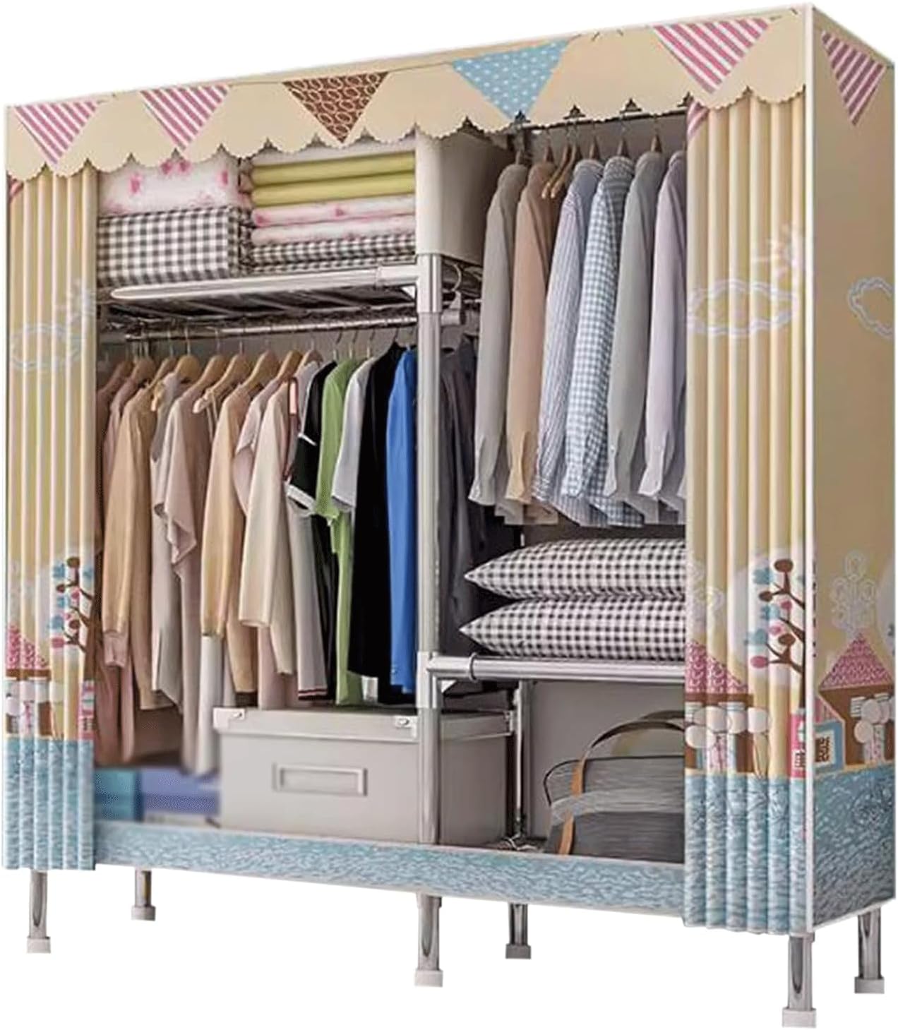 Portable Closet Portable Wardrobe Closet Metal Steel Frame Wardrobe Closet Easy to Assemble Closets for Bedroom Saves Space Clothes Closet Spacious