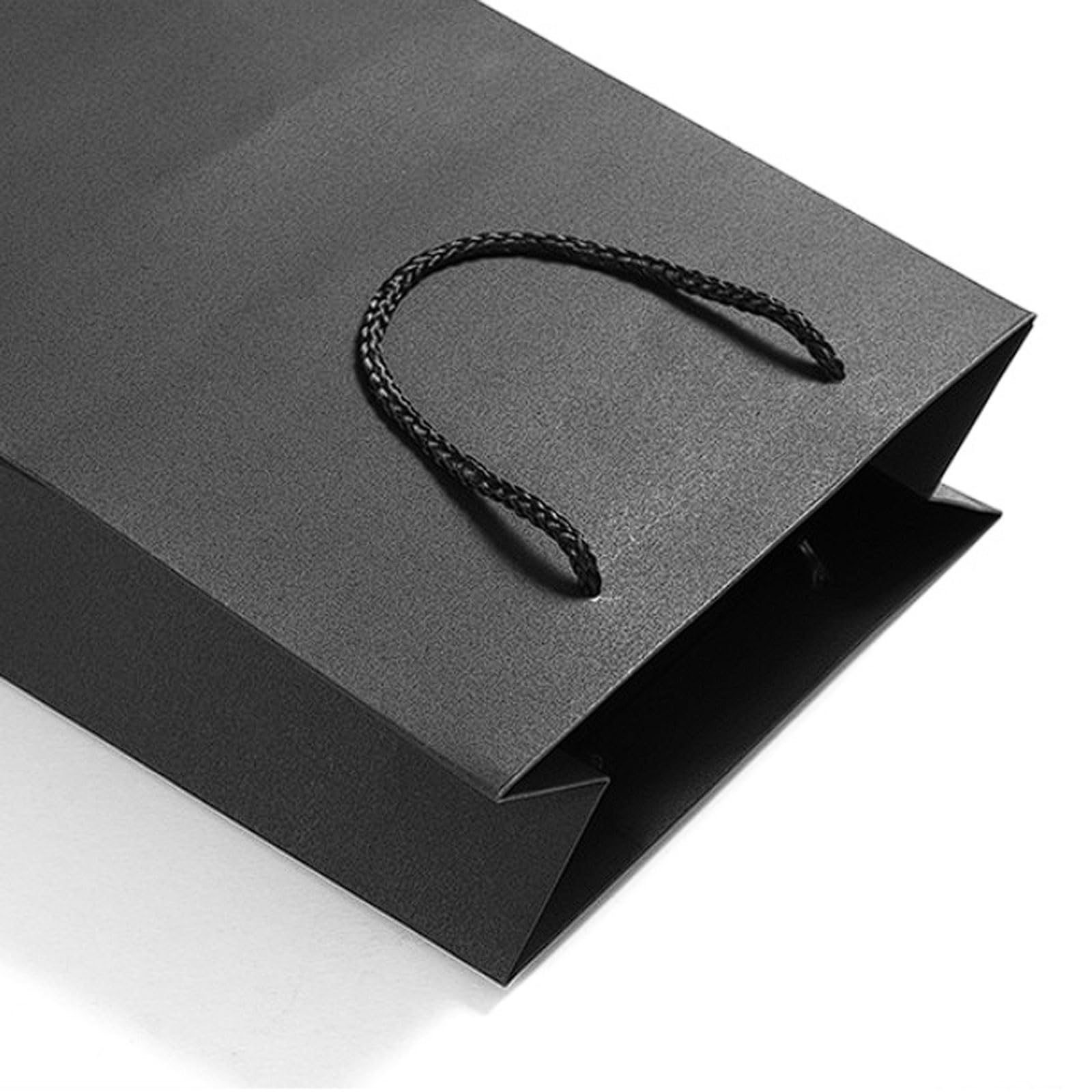 Opakowanie 20 czarnych toreb papierowych premium do trwałej odzieży i toreb na zakupy z uchwytem z bawełnianej liny artykuły do pakowania prezentów(30 x 10 x 40 cm)