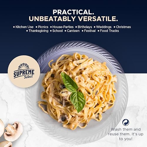 Miniatura 4 de Platos de plástico desechables transparentes Juego de 40 platos  platos de 9 pulgadas elegantes platos de cena de fiesta, juego de platos de